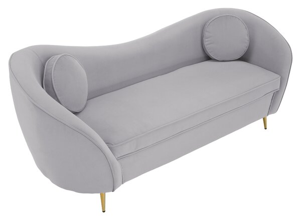KONDELA Canapea de design cu 3 locuri, ţesătură Velvet gri/gold crom auriu, EZIO TYP 3