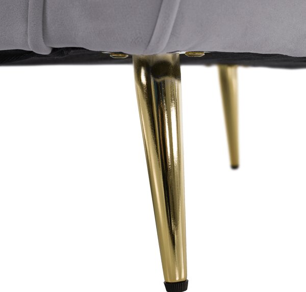 KONDELA Canapea de design cu 3 locuri, ţesătură Velvet gri/gold crom auriu, EZIO TYP 3