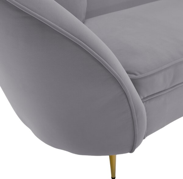 KONDELA Canapea de design cu 3 locuri, ţesătură Velvet gri/gold crom auriu, EZIO TYP 3