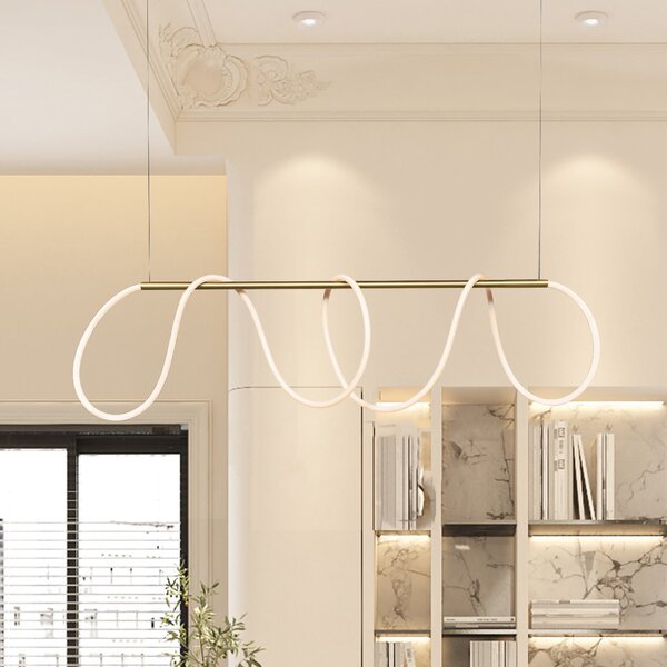 Zambelis Lampă suspendată LED 19254, auriu mat, lungime 147 cm, metal, Auriu / Alamă, Camera de zi / sufragerie, Metal, Modern