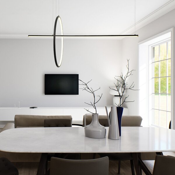 Zambelis Lampă suspendată LED 20128, negru mat, lungime 122 cm, metal, dimabil, reglabil, Negru, Camera de zi / sufragerie, Aluminiu, Modern
