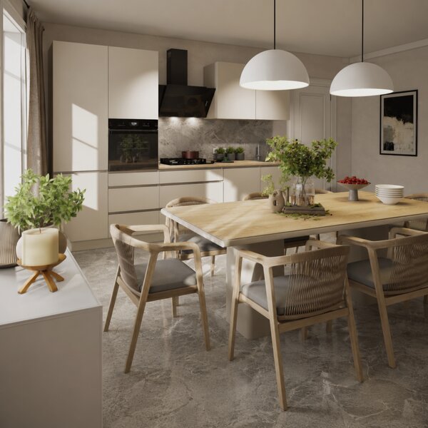 KONDELA Mobilier de bucătărie, 3,3 m, caşmir mat/caşmir, ASTI 330