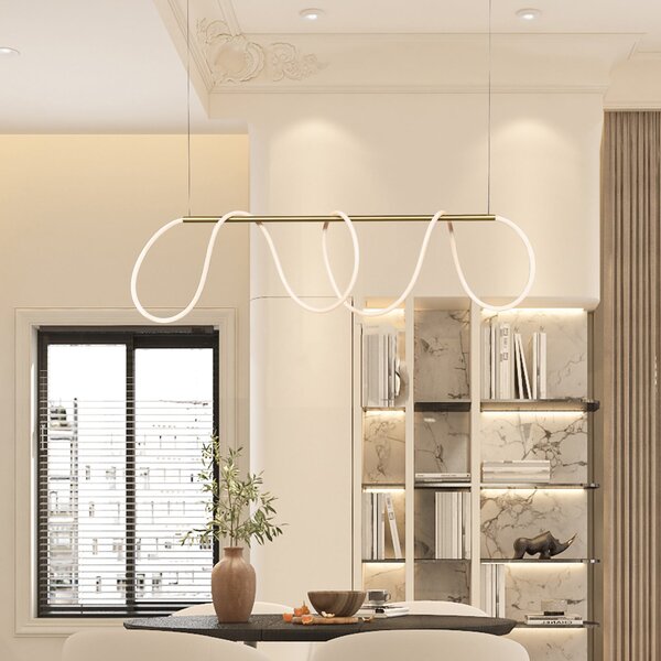 Zambelis Lampă suspendată LED 19254, auriu mat, lungime 147 cm, metal, Auriu / Alamă, Camera de zi / sufragerie, Metal, Modern