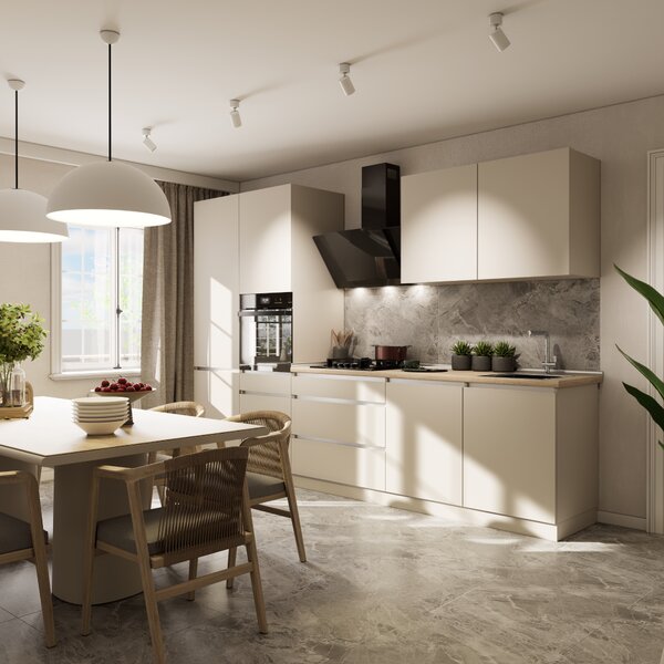 KONDELA Mobilier de bucătărie, 3,3 m, caşmir mat/caşmir, ASTI 330