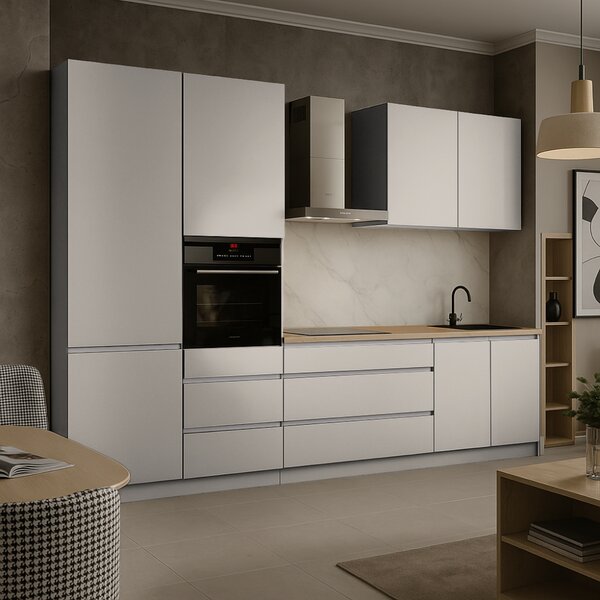 KONDELA Mobilier de bucătărie, 3,3 m, caşmir mat/caşmir, ASTI 330