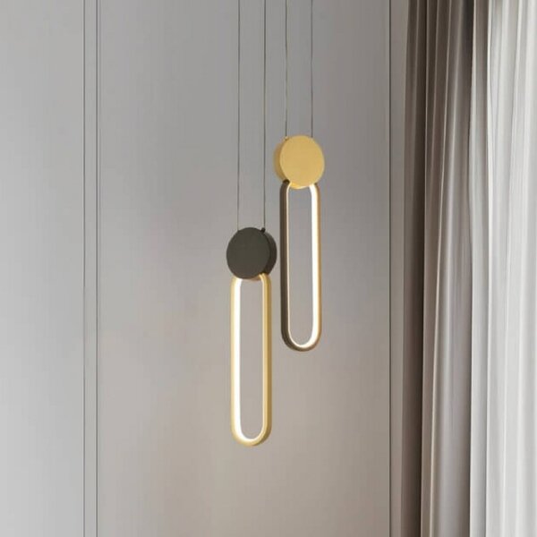Zambelis Lampă suspendată LED 23101, auriu/negru, lățime 12 cm, metal, dimabil, reglabil, Auriu / Alamă, Camera de zi / sufragerie, Aluminiu, Modern
