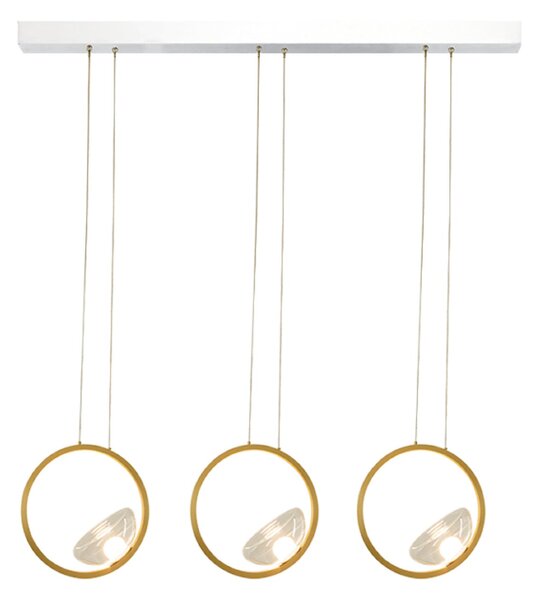 Zambelis Lampă suspendată LED 23029, auriu, 105 cm, 3 becuri, metal/sticlă, dimabilă, reglabil, Auriu / Alamă, Camera de zi / sufragerie, Aluminiu, Modern