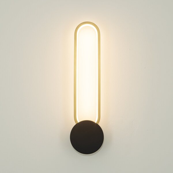 Zambelis Aplică de perete LED 23102, auriu/negru, lățime 10 cm, metal, dimabil, reglabil, Auriu / Alamă, Camera de zi / sufragerie, Aluminiu, Modern, Perete rotund