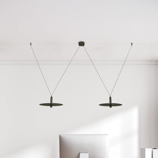 Zambelis Lampă suspendată LED 23227, negru, Ø 35 cm, cu 2 becuri, metal, Negru, Camera de zi / sufragerie, Aluminiu, Modern