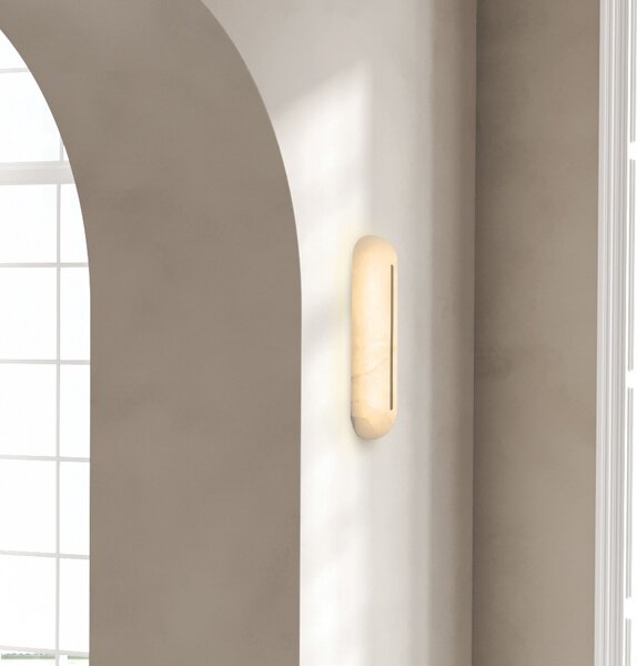 Zambelis Aplică de perete LED 2546, albă, înălțime 36 cm, alabastru, dimabil, reglabil, Alb, Camera de zi / sufragerie, Piatră