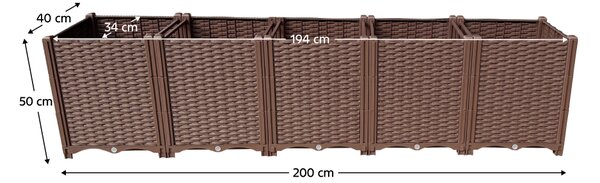 KONDELA Jardinieră înălţată de grădină, maro, plastic, UTLAN TYP 1