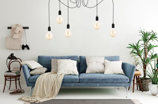 Lustră pe cablu MIROS 5xE27/60W/230V neagră