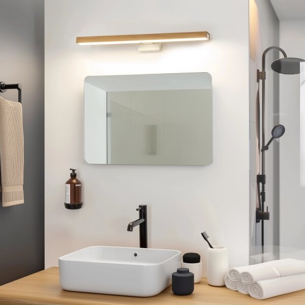 Aplică LED pentru oglindă de baie Brilagi WOODY MIRROR LED/12W/230V IP44 stejar/alb