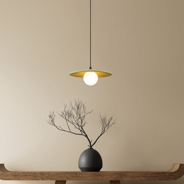 Zambelis Lampă suspendată 2597, verde măslin, Ø 29 cm, ceramică/sticlă, G9, reglabil, Verde, Camera de zi / sufragerie, Tencuială / Argilă