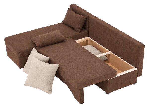 KONDELA Set canapea universală, maro/bej, POLARIS NEW COLţ