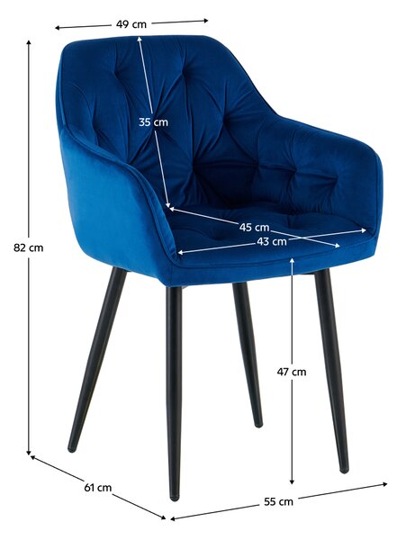 KONDELA Scaun de design, ţesătură Velvet albastru, FEDRIS 2 NEW