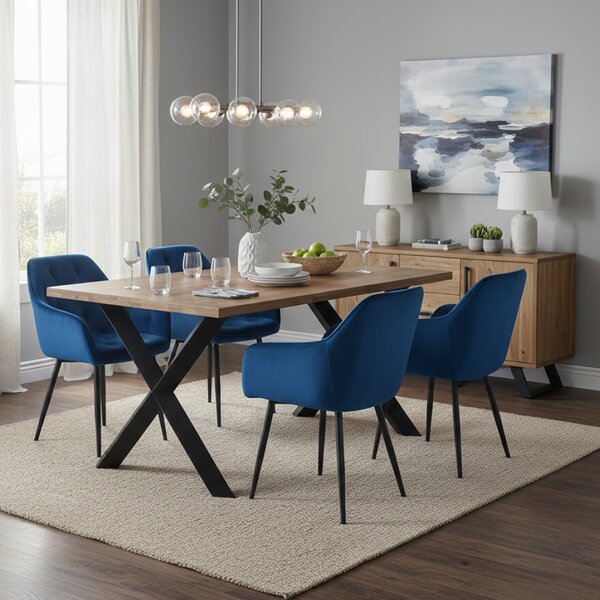 KONDELA Scaun de design, ţesătură Velvet albastru, FEDRIS 2 NEW