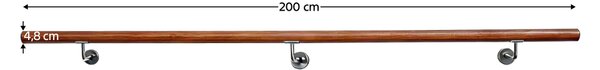 KONDELA Bară/balustradă, lemn masiv, maro, 200 cm, MANEL TYP 2