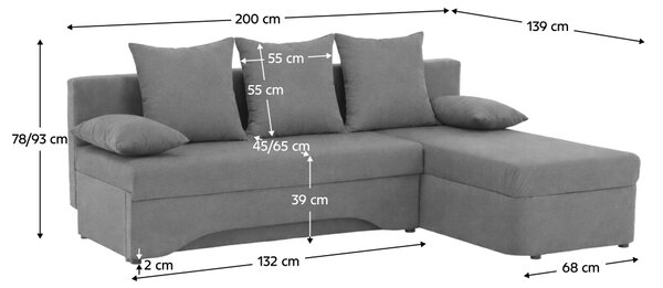 KONDELA Set canapele universale, gri, POLARIS NEW COLţ
