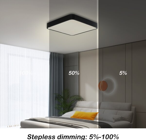 Plafonieră LED dimabilă Brilagi POOL SQUARE LED/36W/230V 3000-6000K 40x40 cm negru + telecomandă