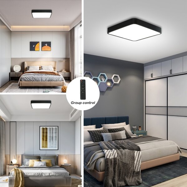 Plafonieră LED dimabilă Brilagi POOL SQUARE LED/36W/230V 3000-6000K 40x40 cm negru + telecomandă