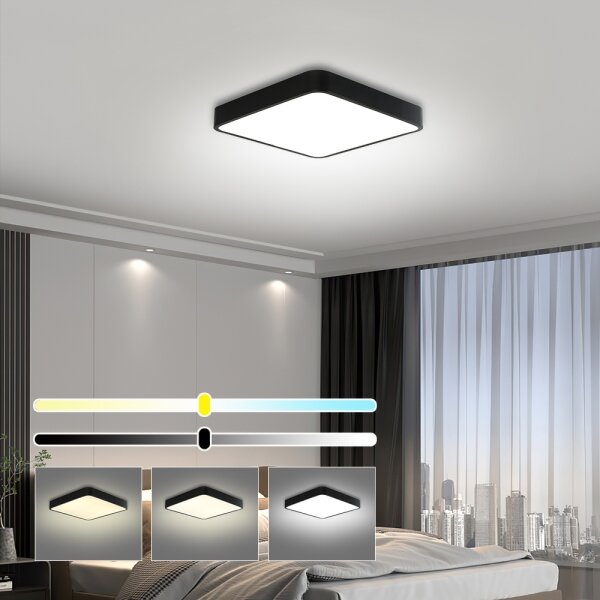 Plafonieră LED dimabilă Brilagi POOL SQUARE LED/36W/230V 3000-6000K 40x40 cm negru + telecomandă