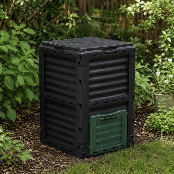 JAKS Compostor de grădină negru 300 l OA05