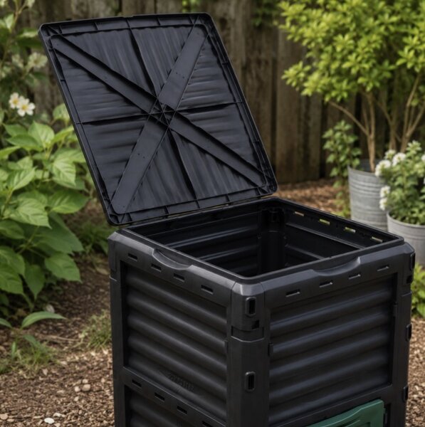 JAKS Compostor de grădină negru 300 l OA05