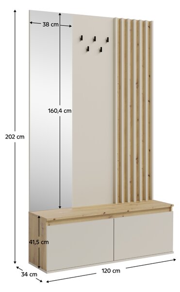 KONDELA Set pentru hol, caşmir/stejar artisan, DERIS