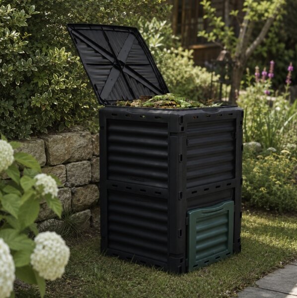 JAKS Compostor de grădină negru 300 l OA05