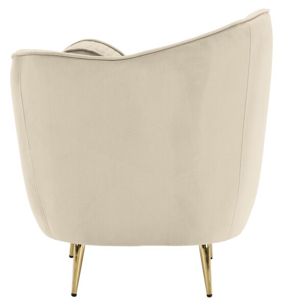 KONDELA Fotoliu de design, ţesătură Velvet bej/gold crom auriu, EZIO