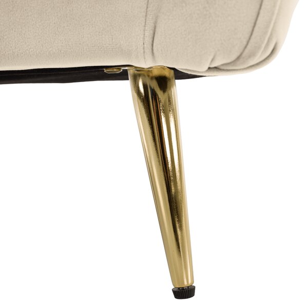 KONDELA Fotoliu de design, ţesătură Velvet bej/gold crom auriu, EZIO