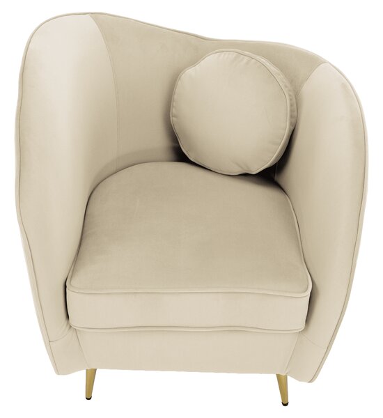 KONDELA Fotoliu de design, ţesătură Velvet bej/gold crom auriu, EZIO