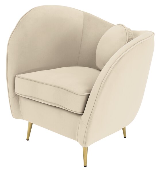 KONDELA Fotoliu de design, ţesătură Velvet bej/gold crom auriu, EZIO