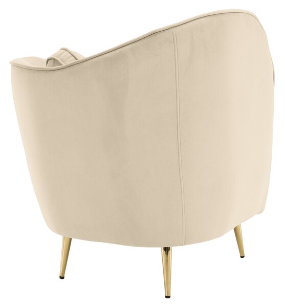 KONDELA Fotoliu de design, ţesătură Velvet bej/gold crom auriu, EZIO