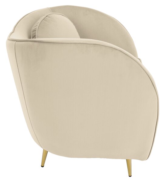 KONDELA Fotoliu de design, ţesătură Velvet bej/gold crom auriu, EZIO