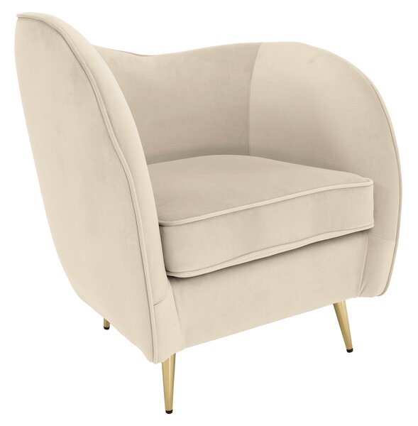 KONDELA Fotoliu de design, ţesătură Velvet bej/gold crom auriu, EZIO