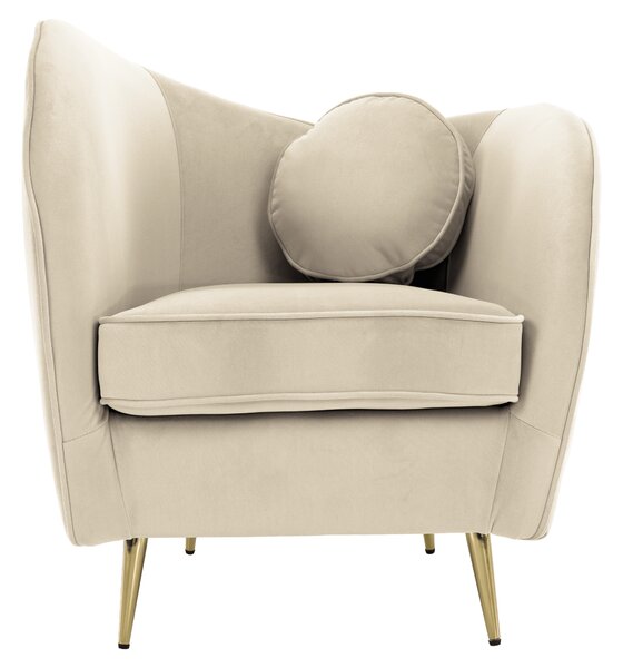 KONDELA Fotoliu de design, ţesătură Velvet bej/gold crom auriu, EZIO