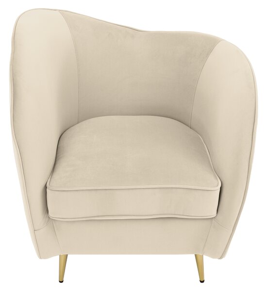 KONDELA Fotoliu de design, ţesătură Velvet bej/gold crom auriu, EZIO