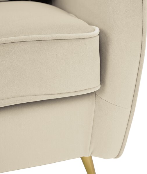 KONDELA Fotoliu de design, ţesătură Velvet bej/gold crom auriu, EZIO