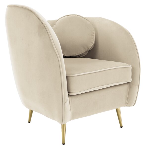 KONDELA Fotoliu de design, ţesătură Velvet bej/gold crom auriu, EZIO