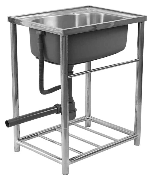KONDELA Chiuvetă din oţel inoxidabil cu sifon, 61x46 cm, INOX NEW