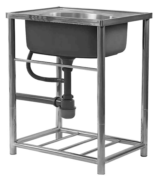 KONDELA Chiuvetă din oţel inoxidabil cu sifon, 61x46 cm, INOX NEW