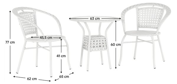 KONDELA Set ratan de grădină1+2, alb, JENAR