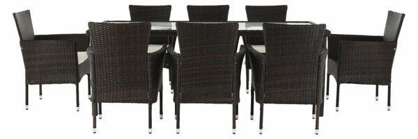 KONDELA Set de grădină din 9 piese, maro/bej, MENIBOR