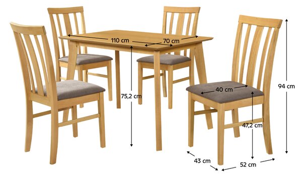 KONDELA Set sufragerie 1+4, stejar sonoma deschis/maro închis, ROIS SET