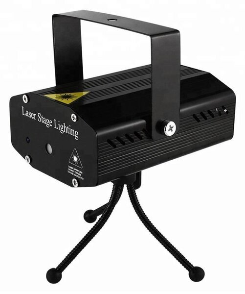 Proiector laser 6 figurine, proiectie rosu si verde, telecomanda, senzor sunet
