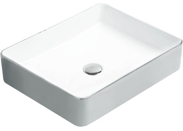 Mexen Estela, chiuveta ceramica 50x40 cm, margine alb-argintie, 22105052
