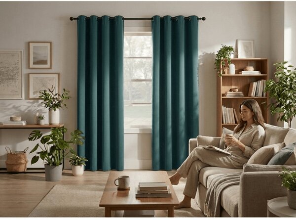 Draperie OXFORD albastru-verde 140x250 cm Agatat: Rejansa
