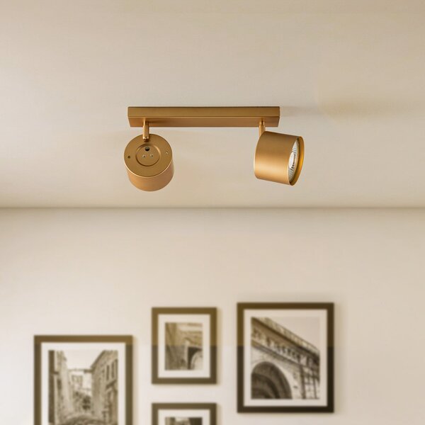 Argon Spot de tavan Chloe reglabil cu 2 becuri, auriu,, Auriu / Alamă, Camera de zi / sufragerie, Metal, Modern